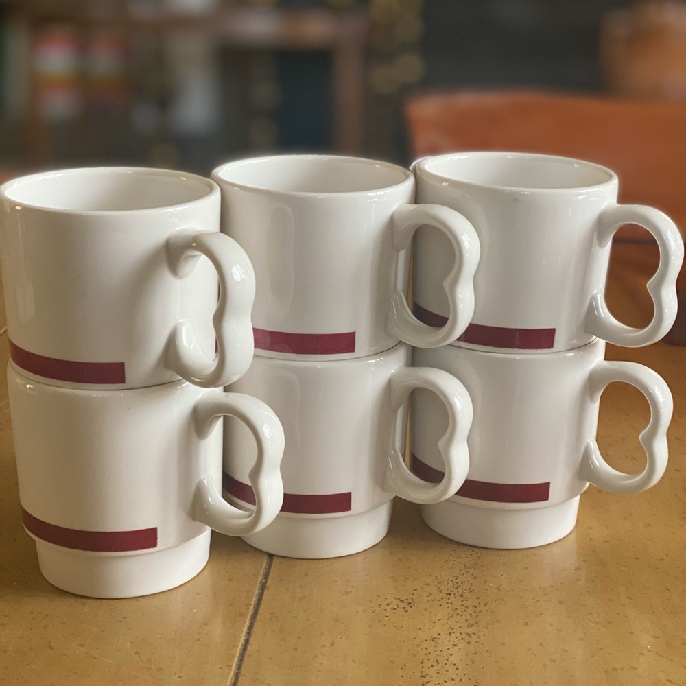 Restaurant mugs Made By Shenago China USA 1992 6 Total